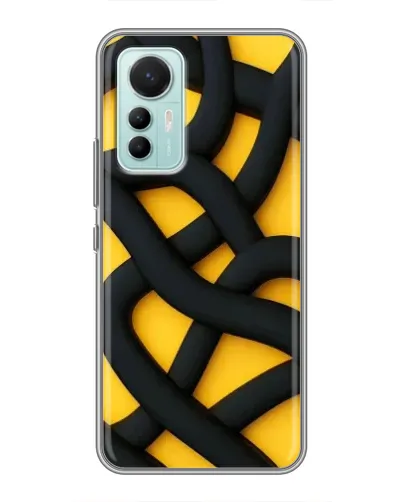 Чехол для Xiaomi Mi 12 Lite с картинкой «Черное желтое переплетение» Чехол для Xiaomi Mi 12 Lite с картинкой «Черное желтое переплетение»