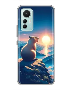 Чохол для Xiaomi Mi 12 Lite з картинкою «Захід сонця з капібарою»