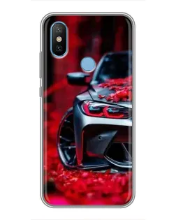 Чехол для Xiaomi Mi6X с картинкой «Спортивная BMW и цветы»