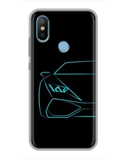 Чехол для Xiaomi Mi6X с картинкой «Голубой силуэт Lamborghini»