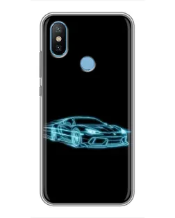 Чехол для Xiaomi Mi6X с картинкой «Неоновый контур Lamborghini»