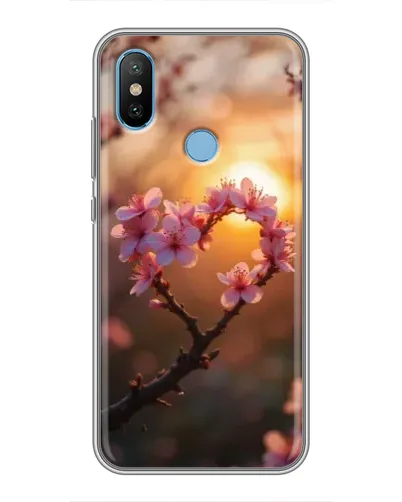 Чехол для Xiaomi Mi6X с картинкой «Розовый цвет сердце на фоне заката»