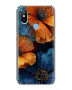 Чехол для Xiaomi Mi6X с картинкой «Яркая сине-оранжевая флора»