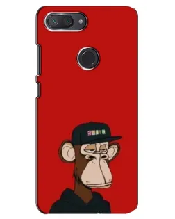 Чохол для Xiaomi Mi 8 Lite з картинкою «Bored Ape — червоний фон»