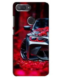 Чехол для Xiaomi Mi 8 Lite с картинкой «Спортивная BMW и цветы»