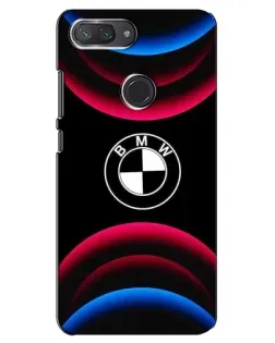 Чехол для Xiaomi Mi 8 Lite с картинкой «Логотип BMW и неоновые дуги»