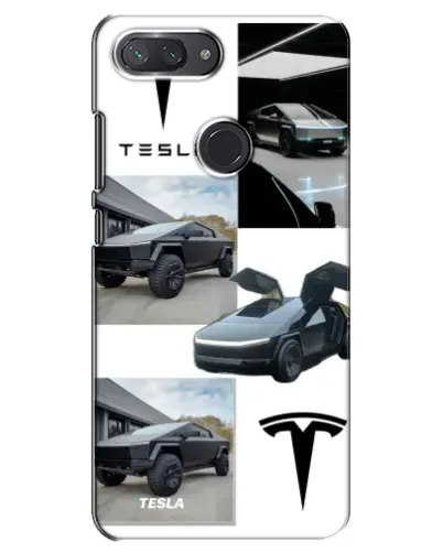 Чехол для Xiaomi Mi 8 Lite с картинкой «Коллаж Cybertruck Tesla»