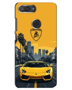 Чехол для Xiaomi Mi 8 Lite с картинкой «Желтый Lamborghini город»