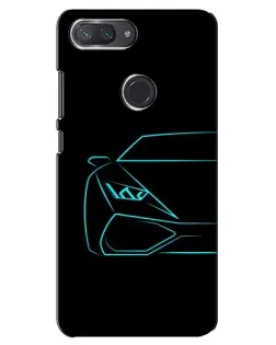 Чехол для Xiaomi Mi 8 Lite с картинкой «Голубой силуэт Lamborghini»