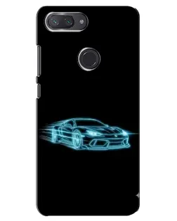 Чехол для Xiaomi Mi 8 Lite с картинкой «Неоновый контур Lamborghini»