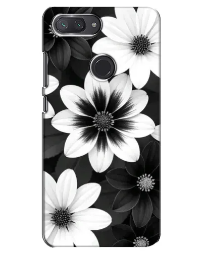 Чехол для Xiaomi Mi 8 Lite с картинкой «Монохромные астры»