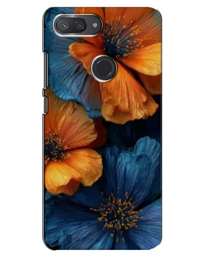 Чехол для Xiaomi Mi 8 Lite с картинкой «Яркая сине-оранжевая флора»