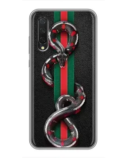 Чехол для Xiaomi Mi 9 Lite с картинкой «Gucci — змея на полосе» Чехол для Xiaomi Mi 9 Lite с картинкой «Gucci — змея на полосе»