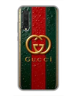 Чехол для Xiaomi Mi 9 Lite с картинкой «Gucci — фирменная полоса и золото» Чехол для Xiaomi Mi 9 Lite с картинкой «Gucci — фирменная полоса и золото»