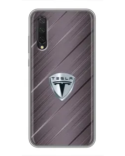 Чехол для Xiaomi Mi 9 Lite с картинкой «Металлическая текстура Tesla»