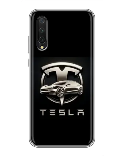 Чехол для Xiaomi Mi 9 Lite с картинкой «Tesla — серебристое авто»