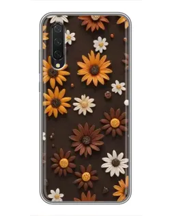 Чехол для Xiaomi Mi 9 Lite с картинкой «Узор из маленьких подсолнухов»