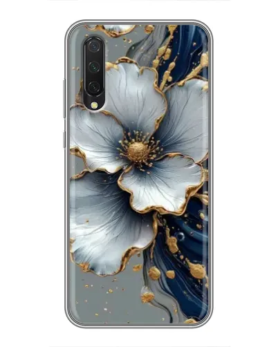 Чехол для Xiaomi Mi 9 Lite с картинкой «Белый цветок и золотой флюид» Чехол для Xiaomi Mi 9 Lite с картинкой «Белый цветок и золотой флюид»