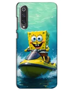 Чехол для Xiaomi Mi 9 SE с картинкой «Спанч Боб на гидроцикле»