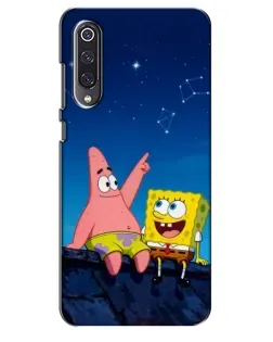 Чехол для Xiaomi Mi 9 SE с картинкой «Губка Боб и Патрик ночью»