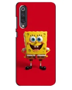 Чехол для Xiaomi Mi 9 SE с картинкой «Спанч Боб на красном»