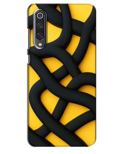 Чехол для Xiaomi Mi 9 SE с картинкой «Черное желтое переплетение»