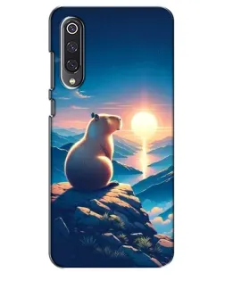 Чехол для Xiaomi Mi 9 SE с картинкой «Закат солнца с капибарой»