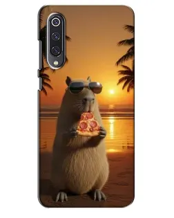 Чехол для Xiaomi Mi 9 SE с картинкой «Капибара с пиццей»