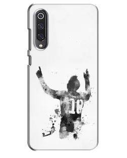 Чехол для Xiaomi Mi 9 SE с картинкой «Черно-белый силуэт Месси»
