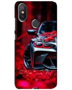 Чохол для Xiaomi Mi A2 Lite з картинкою «Спортивна BMW та квіти»