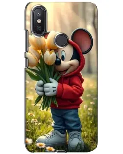Чохол для Xiaomi Mi A2 Lite з картинкою «Міккі з тюльпанами»