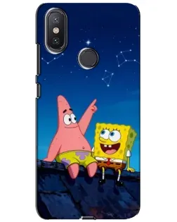 Чохол для Xiaomi Mi A2 Lite з картинкою «Губка Боб та Патрік вночі»