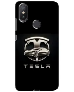 Чехол для Xiaomi Mi A2 Lite с картинкой «Tesla — серебристое авто»