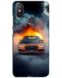 Чохол для Xiaomi Mi A2 Lite з картинкою «Audi у вогняному диму»