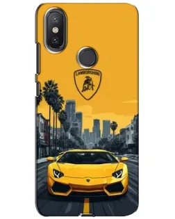 Чохол для Xiaomi Mi A2 Lite з картинкою «Жовтий Lamborghini місто»