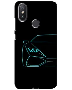 Чохол для Xiaomi Mi A2 Lite з картинкою «Блакитний силует Lamborghini»