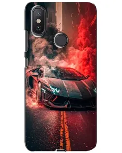 Чохол для Xiaomi Mi A2 Lite з картинкою «Lamborghini червоний дим»