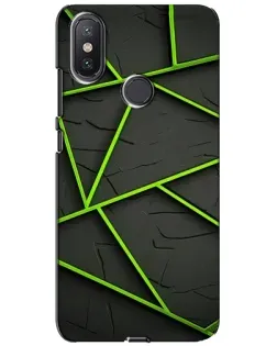 Чохол для Xiaomi Mi A2 Lite з картинкою «Зелені геометричні лінії»