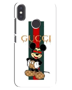 Чехол для Xiaomi Mi A2 с картинкой «Микки Маус Gucci — полосы»