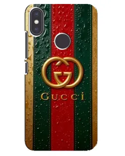 Чохол для Xiaomi Mi A2 з картинкою «Gucci — фірмова смуга та золото»