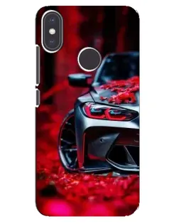 Чехол для Xiaomi Mi A2 с картинкой «Спортивная BMW и цветы»