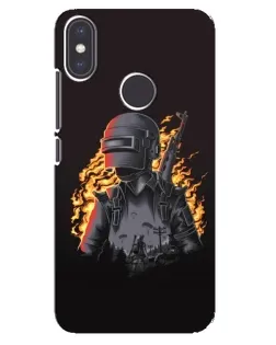 Чехол для Xiaomi Mi A2 с картинкой «PUBG — огненный силуэт»