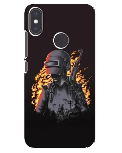 Чехол для Xiaomi Mi A2 с картинкой «PUBG — огненный силуэт»