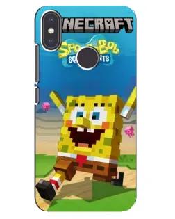 Чохол для Xiaomi Mi A2 з картинкою «Губка Боб Minecraft»