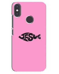 Чехол для Xiaomi Mi A2 с картинкой «Розовый символ  Jesus»