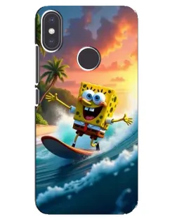 Чехол для Xiaomi Mi A2 с картинкой «Губка Боб серфингист»