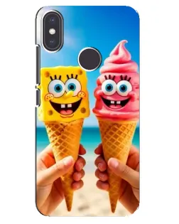 Чехол для Xiaomi Mi A2 с картинкой «Спанч Боб мороженое»
