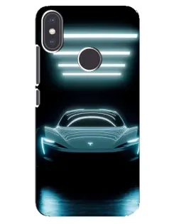 Чехол для Xiaomi Mi A2 с картинкой «Tesla в неоне»