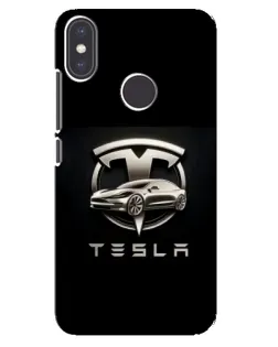 Чехол для Xiaomi Mi A2 с картинкой «Tesla — серебристое авто»