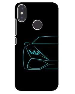Чехол для Xiaomi Mi A2 с картинкой «Голубой силуэт Lamborghini»